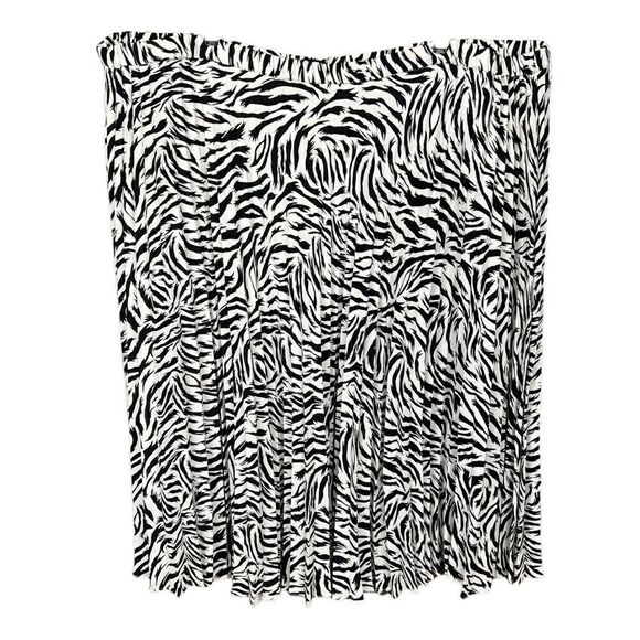 Halogen Skirt Pleated Midi Black White Zebra Print Elastic Waist Size 4X - Picture 2 of 8